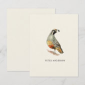 ヴィンテージ カリフォルニア クイル フラット ノートカード (正面/裏面)