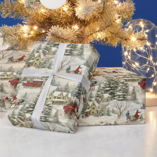 ヴィンテージ カントリー クリスマス ラッピングペーパー