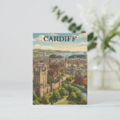 ヴィンテージ カーディフ ウェールズ イギリス 都市ビュー 旅行 ポストカード (スタンド正面)