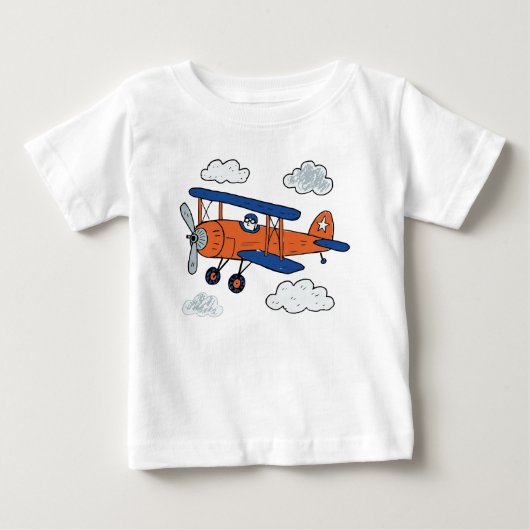ヴィンテージ カートゥーン 複葉機 アドベンチャー ベビーTシャツ (正面)