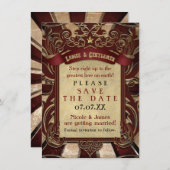 ヴィンテージ カーニバル エレガント セーブ・ザ・デート インビテーション (正面/裏面)