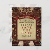 ヴィンテージ カーニバル エレガント ポストカード Save the Date (正面/裏面)