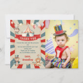 ヴィンテージ カーニバル サーカス & 動物の誕生日写真 サンキューカード (正面)