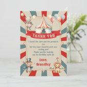 ヴィンテージ カーニバル サーカス & 動物の誕生日 サンキューカード (スタンド正面)