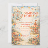 ヴィンテージ カーニバル サーカス 誕生日 招待状 (正面)