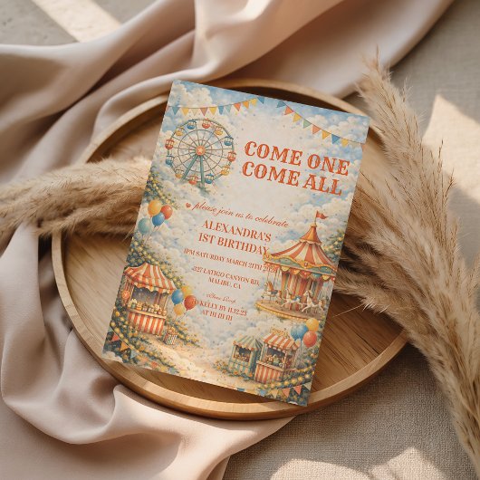 ヴィンテージ カーニバル サーカス 誕生日 招待状