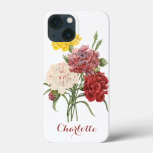 ヴィンテージ カーネーション ディアントゥス ガーデン フラワーズ レドゥート iPhone 13 MINIケース