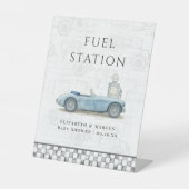 ヴィンテージ カー フューエル ステーション ベイビー シャワー 台座サイン (正面)