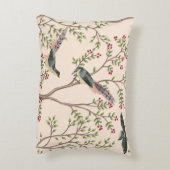 ヴィンテージ・ガーデン・ツリー、鳥フローラ・シームレス・パターン  アクセントクッション (裏面(縦))