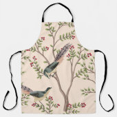 ヴィンテージ・ガーデン・ツリー、鳥フローラ・シームレス・パターン エプロン (正面)