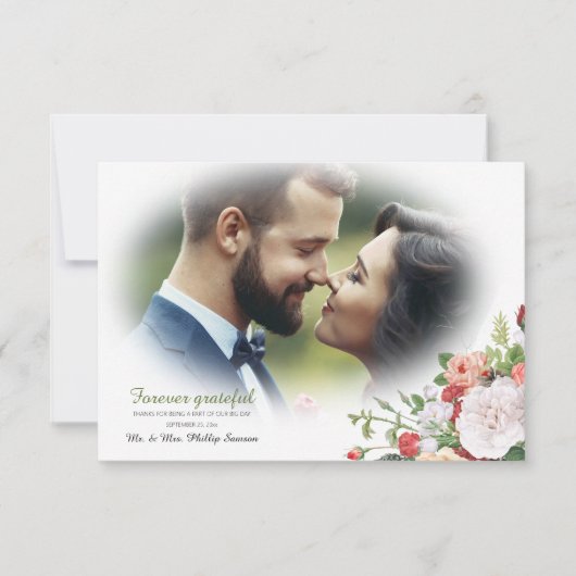 ヴィンテージ ガーデン フローラル フォト  サンクス カード (正面)