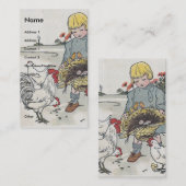 ヴィンテージ·ガール·ウィズ·ウィズ·ニワトリ 名刺 (正面/裏面)