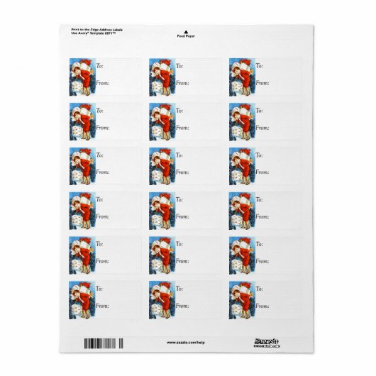 ヴィンテージ・ガール・ウィズ・クリスマス・ギフト・ギフトラベル ラベル (フルシート)