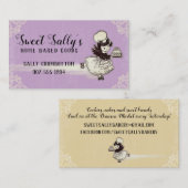 ヴィンテージ·ガール·パティシエ·ケーキ·ベーキング·ベーカリー 名刺 (正面/裏面)