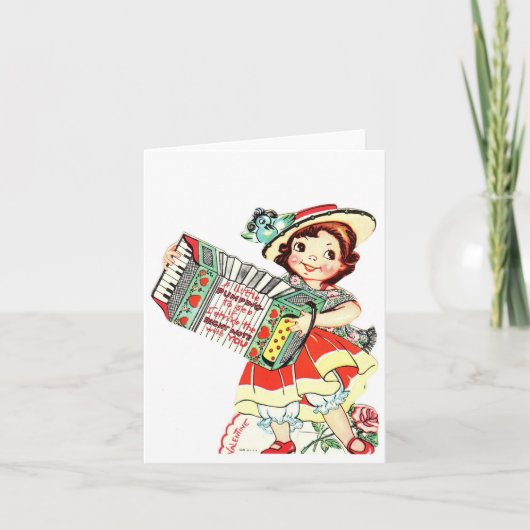 ヴィンテージ·ガー遊ルズ·アコーディオン·バレンタイン カード (正面)