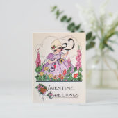 ヴィンテージ·ガ魅力的ール·ガーデン·バレンタインカード シーズンポストカード (スタンド正面)