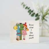 ヴィンテージ·ガ魅力的ール·ボーイ·メール·バレンタインカード シーズンポストカード (スタンド正面)