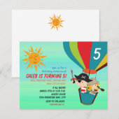 ヴィンテージ キッズ バースデー ホット エア バルーン 招待状 (正面/裏面)