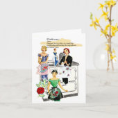 ヴィンテージ・キッチン・ノテカード(ストーブとエプロン付き) カード (黄色い花)