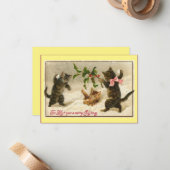 ヴィンテージ·キャッツがクリスマス戦 ノートカード (正面/裏面インサイチュ)