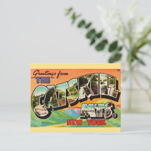 ヴィンテージ キャッツキル山脈の挨拶 ポストカード (スタンド正面)