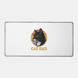 ヴィンテージ・キャットダッド・レトロ・猫好きTシャツデザイン_1 デスクマット