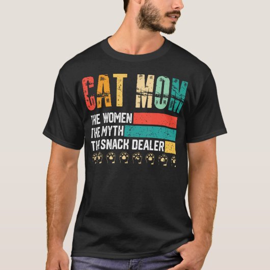 ヴィンテージ・キャットママ 人物 神話 スナック販売員 Tシャツ (正面)