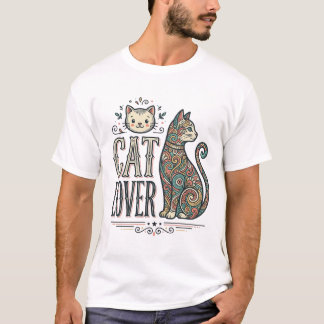 ヴィンテージ・キャットラバー・エングレービング風グラフィックTシャツ_1 Tシャツ