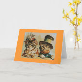 ヴィンテージ·キャット·カップル記念日 カード (黄色い花)