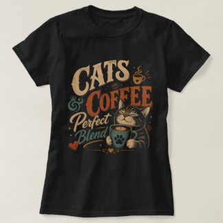 ヴィンテージ・キャット＆コーヒー 完璧なブレンド Tシャツ