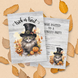ヴィンテージ・キャット・ラスティック・カスタム・ハロウィンパーティー 招待状
