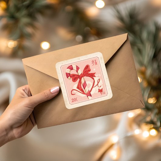 ヴィンテージ キャンディケーン クリスマス スクエアシール