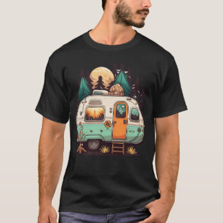 ヴィンテージ キャンピングトレーラー Tシャツ