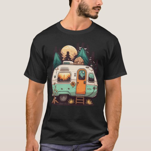 ヴィンテージ キャンピングトレーラー Tシャツ (正面)