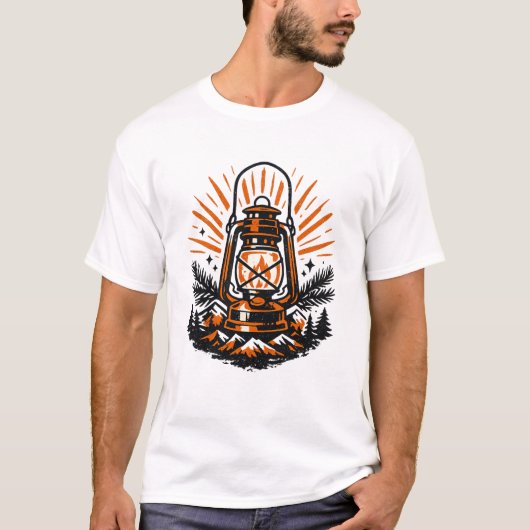 ヴィンテージ キャンプ ランタン Tシャツ | レトロ アウトドア 広告 (正面)