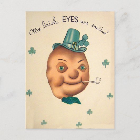 ヴィンテージ キュート アイルランド ポテト セントパトリックデー カード (正面)