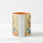 ヴィンテージ キュート ブロンド スカンジナビアの子供 巻き毛 マグカップ (中央)