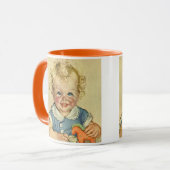 ヴィンテージ キュート ブロンド スカンジナビアの子供 巻き毛 マグカップ (正面左)