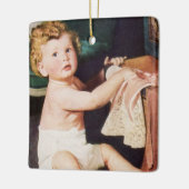 ヴィンテージ キュート 幼児が衣類整理ダンスで遊ぶ セラミックオーナメント (左)