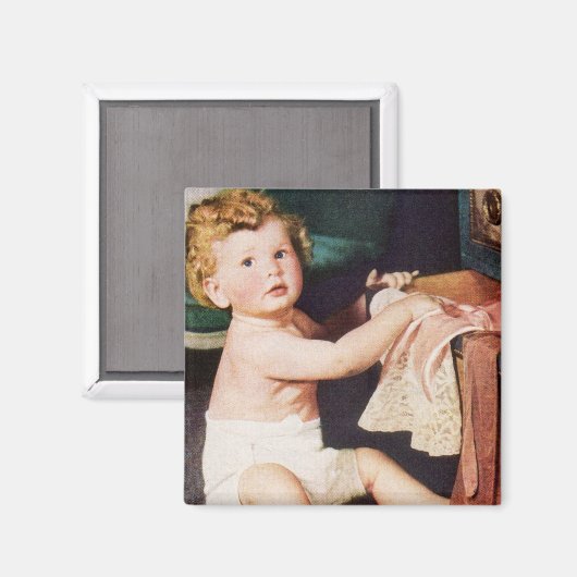 ヴィンテージ キュート 幼児 衣類ドレッサーで遊ぶ マグネット (正面/裏面)