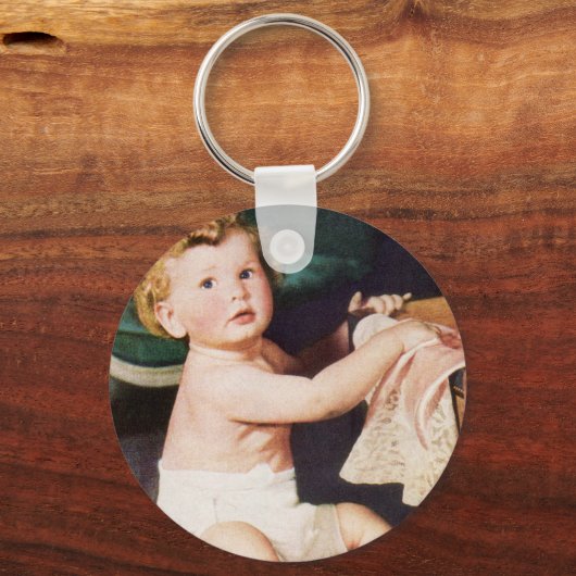 ヴィンテージ キュート 幼児 衣類整理ダンスで遊ぶ キーホルダー (正面)