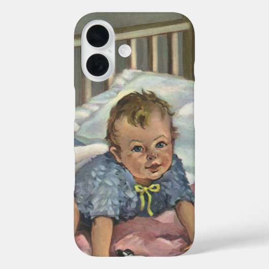 ヴィンテージ キュート 赤ちゃん 寝床で遊ぶ, 子どものお昼寝タイム Case-Mate iPhoneケース (裏面)