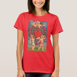ヴィンテージ・キューピッドとバレンタイン・レッドハートの休日 Tシャツ