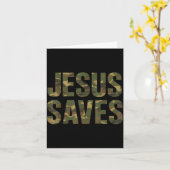 ヴィンテージ キリスト教 信仰 引用 イエスは救う カモフラージュ カード (黄色い花)