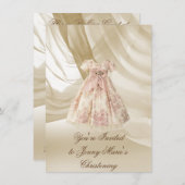 ヴィンテージ《キリスト教》洗礼式や命名式招待状ピンクダム 招待状 (正面/裏面)