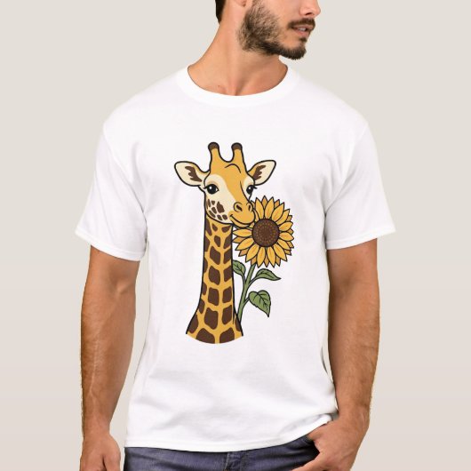ヴィンテージ キリン ひまわり ベクター デザイン_1 Tシャツ (正面)