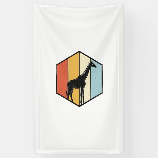 ヴィンテージ キリン 幾何学 サファリ ベクターTシャツ_1 横断幕 (縦)
