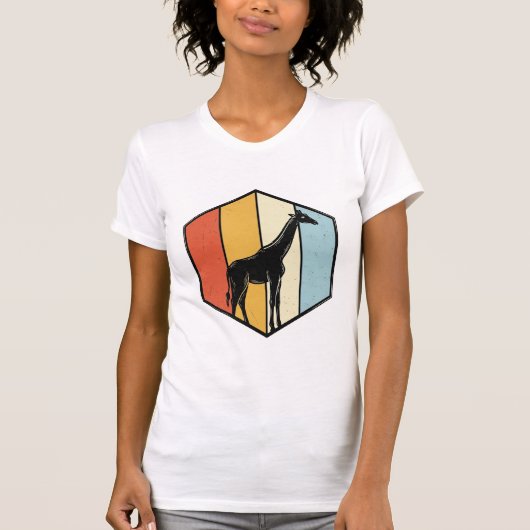 ヴィンテージ キリン 幾何学 サファリ ベクターTシャツ_1 Tシャツ (正面)