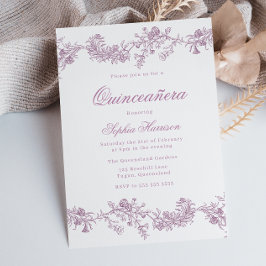 ヴィンテージ キンセアニエラ ダスティ ローズ ピンク フラワー パーティ 招待状