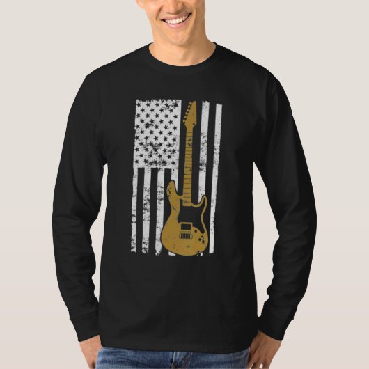 ヴィンテージ ギター アメリカ国旗 Tシャツ (正面)